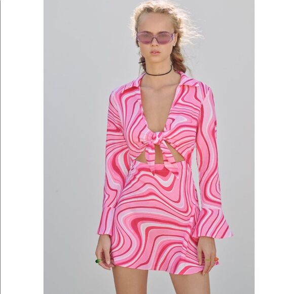 ZARA LINEN BLEND PRINT DRESS - Picture 13 of 14